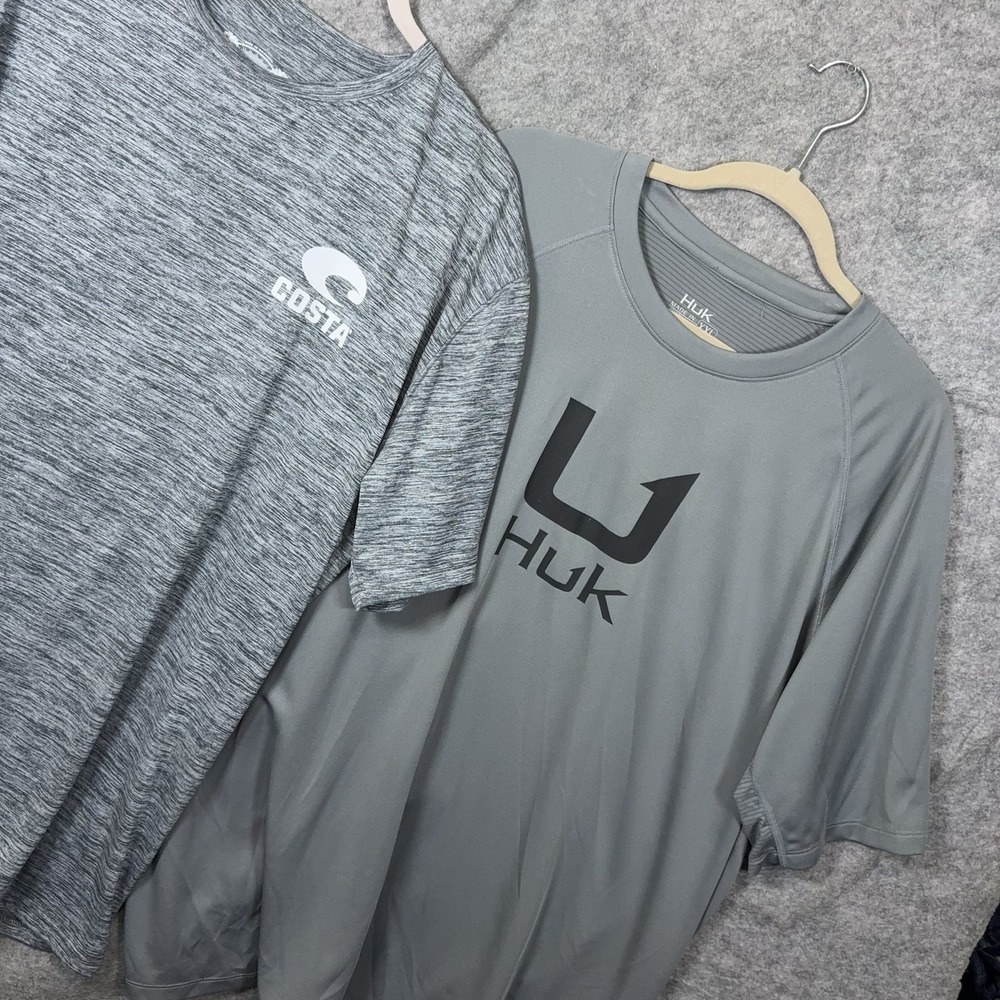 Huk Costa Performance Fishing Shirts Men XXL Gray Lightweight - BUNDLE OF 2